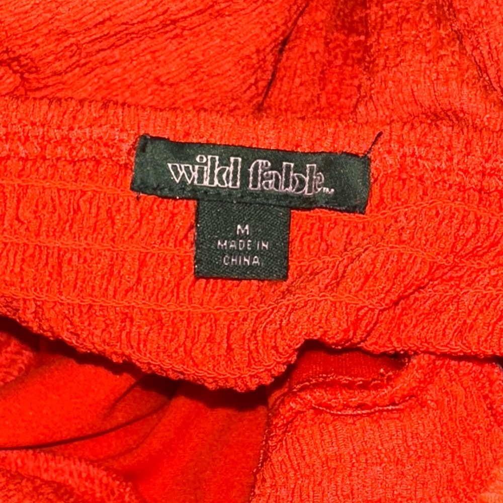 On the Wild Table Orange Strapless Midi Dress Twist Front Bodycon Resort Medium - Picture 13 of 13